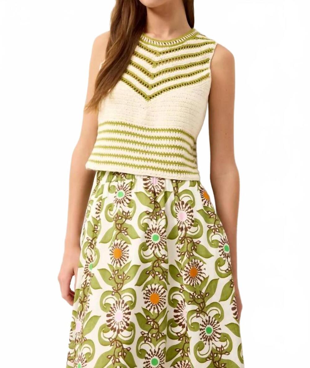 NEW MARIE OLIVER cass crochet knit sleeveless top in spinnaker
